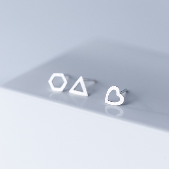 NWT Sterling Silver Hexagon Earrings - Picture 3 of 3